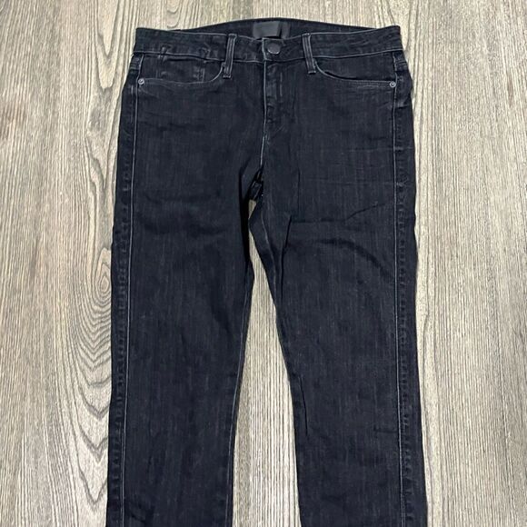 Vince Skinny Jeans Mid Rise Zip Hem Denim Cotton Blend Dark Wash Black Size 27 - Picture 3 of 14